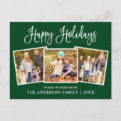 おもしろいモダン書道グリーン3フォトホリデー ポストカード (正面)