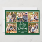 おもしろいモダン書道グリーン5写真クリスマス シーズンカード (正面)