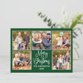 おもしろいモダン書道グリーン5写真クリスマス シーズンカード (スタンド正面)