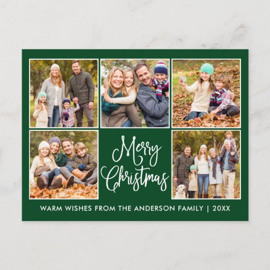おもしろいモダン書道グリーン5写真クリスマス ポストカード (正面)