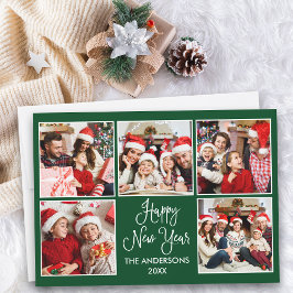 おもしろいモダン書道グリーン5写真新年 シーズンカード