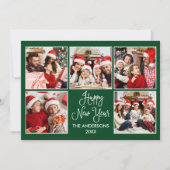 おもしろいモダン書道グリーン5写真新年 シーズンカード (正面)