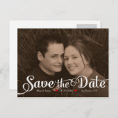 おもしろいモダン書道セピア写真保存日時 案内ポストカード (正面/裏面)