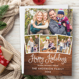 おもしろいモダン書道ハッピーホリデーズウッド4写真 シーズンカード