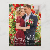 おもしろいモダン書道幸せな休日カップル写真 ポストカード (正面)