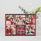 おもしろいモダン書道格子模様5写真クリスマス シーズンカード (スタンド正面)