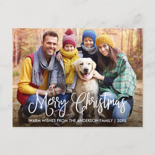 おもしろいモダン書道楽しいクリスマス写真 ポストカード (正面)