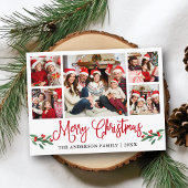 おもしろいモダン書道赤いクリスマスホリー5写真 ポストカード