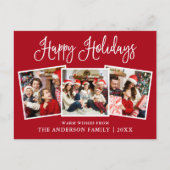 おもしろいモダン書道赤3写真ホリデー ポストカード (正面)
