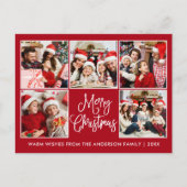 おもしろいモダン書道赤5写真クリスマス ポストカード (正面)