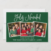 おもしろいモダン書道3写真Feliz Navidad Green シーズンカード (正面)