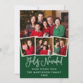 おもしろいモダン書道4写真Feliz Navidad Green シーズンカード (正面)