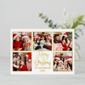 おもしろいモダン書道5フォトグリーン金ゴールド 箔シーズンカード (立ち正面)