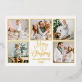 おもしろいモダン書道5フォトセージ緑の金ゴールド 箔シーズンカード (正面)