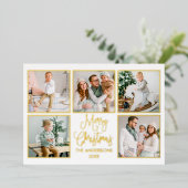 おもしろいモダン書道5フォトセージ緑の金ゴールド 箔シーズンカード (立ち正面)