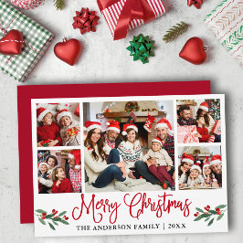 おもしろいモダン書道5写真クリスマスレッド シーズンカード
