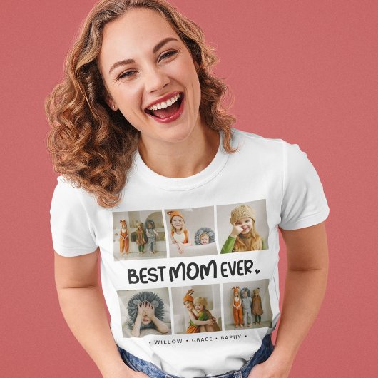 おもしろいモダン最高の「MOM EVER」 6枚の写真 Tシャツ