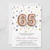 おもしろいモダン気球第65回誕生日パーティー 招待状 (正面)