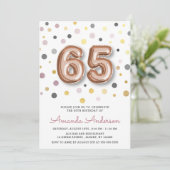おもしろいモダン気球第65回誕生日パーティー 招待状 (スタンド正面)