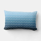 おもしろいモダン波型の青グラデーション ランバークッション (裏面)