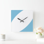 おもしろいモダン海ブルー白コンテンポラリー曲線 スクエア壁時計 (ホーム)