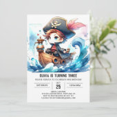 おもしろいモダン海賊版誕生日 招待状 (スタンド正面)