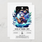 おもしろいモダン海賊版誕生日 招待状 (正面/裏面)