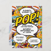 おもしろいモダン準備完了のベビポップ・アートのーシャワー漫画写真 招待状 (正面/裏面)