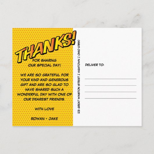 おもしろいモダン漫画ブックサンキュー ポストカード (裏面)