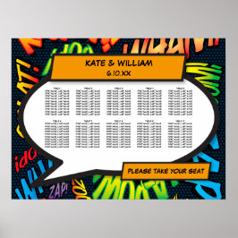 おもしろいモダン漫画ブック結婚の座席表 ポスター