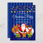 おもしろいモダン漫画、サンタクロースのクリスマスパーティー、 招待状 (正面/裏面)