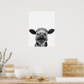 おもしろいモダン白黒カウファームハ素朴ウス ポスター (キッチン)