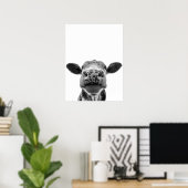 おもしろいモダン白黒カウファームハ素朴ウス ポスター (ホームオフィス)