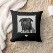 おもしろいモダン白黒PugハートDog写真名 クッション (ブランケット)