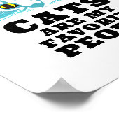 おもしろいモダン皮肉ターコイズキャットブラックはっきりしたタイポ ポスター (角)