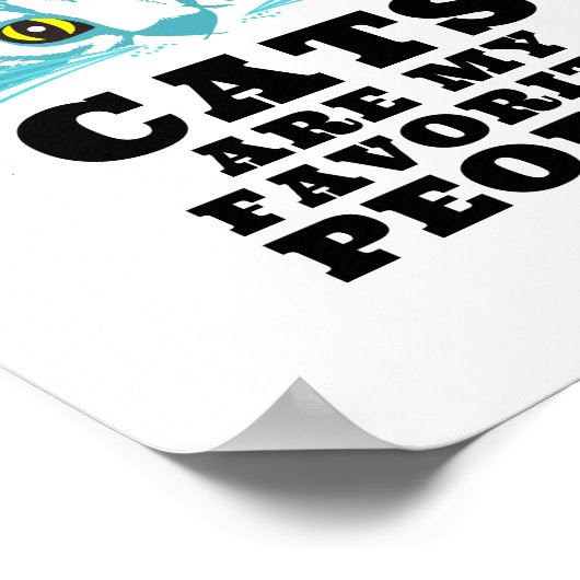 おもしろいモダン皮肉ターコイズキャットブラックはっきりしたタイポ ポスター (角)