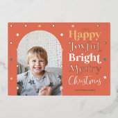 おもしろいモダン紙吹雪ハッピー明るいフォトアーチ 箔シーズンカード (正面)