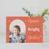 おもしろいモダン紙吹雪ハッピー明るいフォトアーチ 箔シーズンカード (立ち正面)