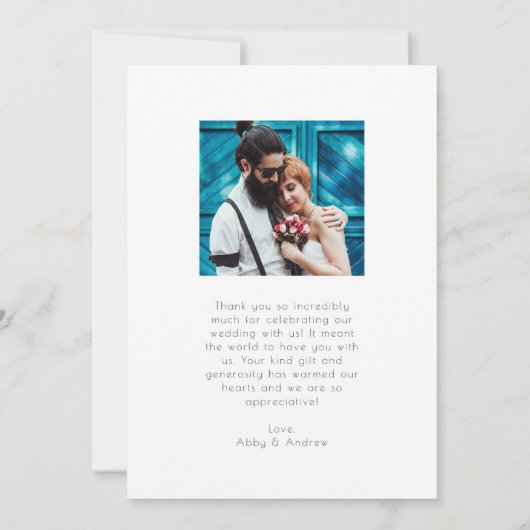 おもしろいモダン結婚サンキューカード サンキューカード (裏面)