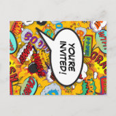 おもしろいモダン誕生会漫画書 インビテーションポストカード (裏面)