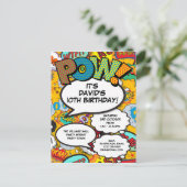 おもしろいモダン誕生会漫画書 インビテーションポストカード (スタンド正面)