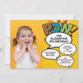 おもしろいモダン誕生日パーティフォト漫画任意の年齢 招待状 (正面)