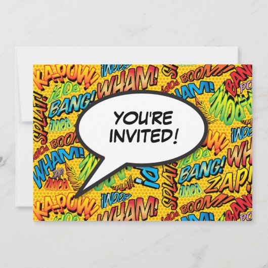 おもしろいモダン誕生日パーティフォト漫画任意の年齢 招待状 (裏面)