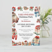 おもしろいモダン醜いセーター事務所クリスマスパーティー 招待状 (スタンド正面)