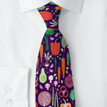 おもしろいモダン野菜パターン ネクタイ<br><div class="desc">濃い背景モダンに美味しい野菜をたくさん使ったおもしろい柄が描かれている。オリジナルアートby Nic Squirrell.グルメ、調理師、シェフ、ビーガン、ベガタリアン、栄養士、八百屋に最適。</div>