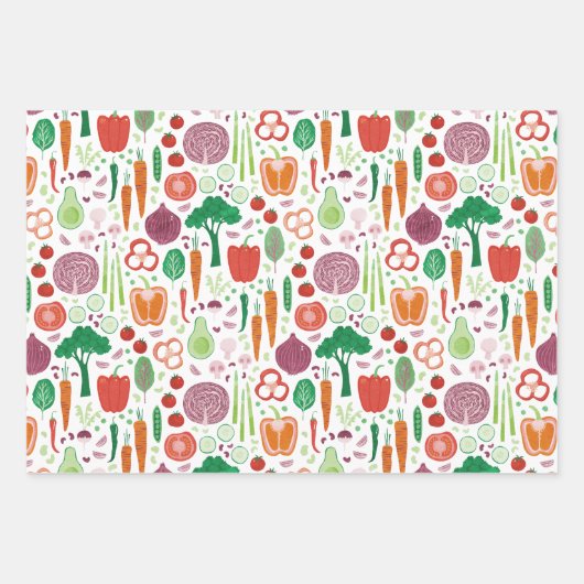 おもしろいモダン野菜パターン ラッピングペーパーシート (正面3)