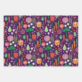 おもしろいモダン野菜パターン ラッピングペーパーシート (正面)