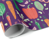 おもしろいモダン野菜パターン ラッピングペーパー (ロールコーナー)