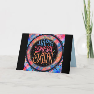 おもしろいモダン陽気Sweet sixteen誕生日 カード