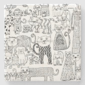 おもしろいモダン・白猫・子猫 ストーンコースター (正面)